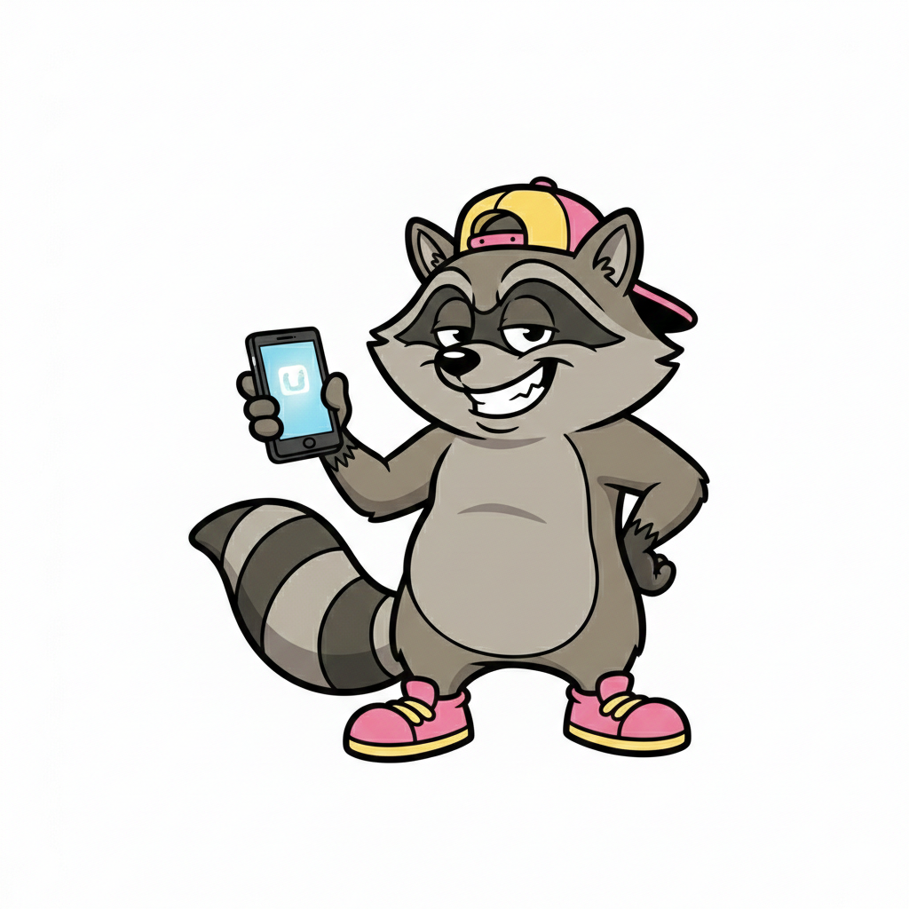 Raccoon holding a phone