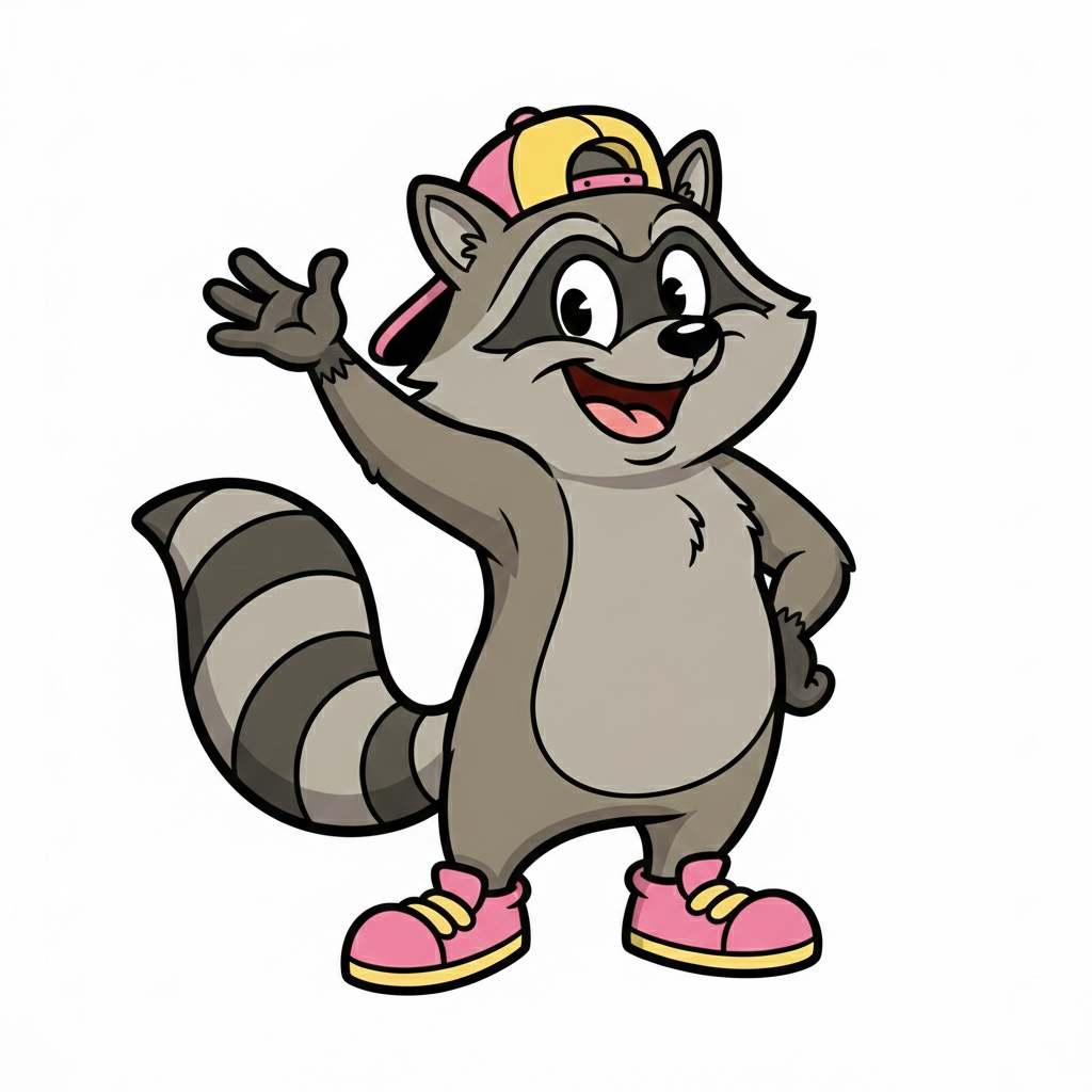 Raccoon waving hello
